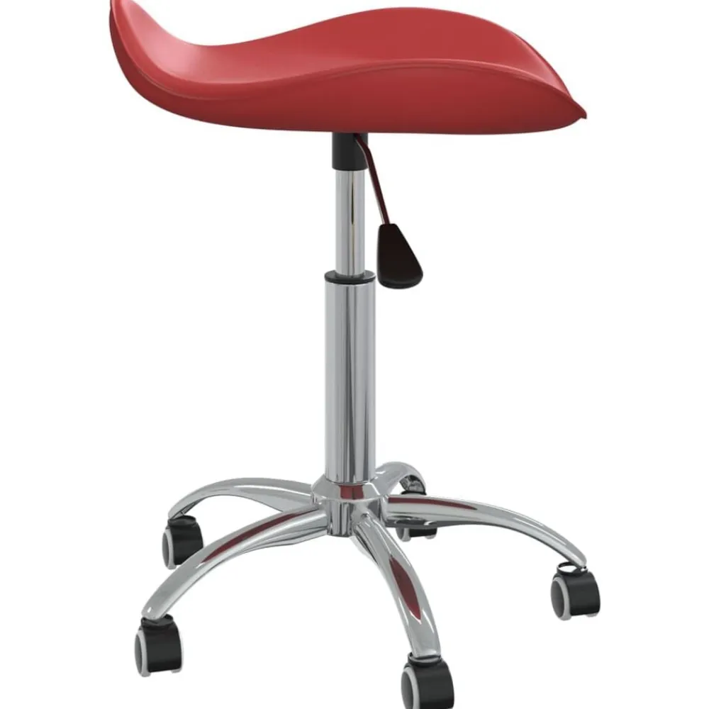 vidaXL Taburete de salón de belleza de cuero sintético Rojo vino tinto Sale