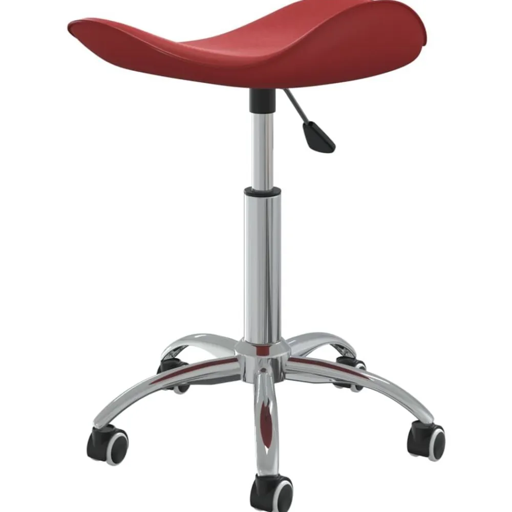 vidaXL Taburete de salón de belleza de cuero sintético Rojo vino tinto Sale