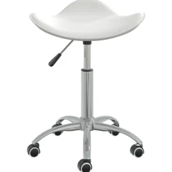 vidaXL Taburete de salón de belleza de cuero sintético Blanco Clearance