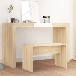 vidaXL Taburete de tocador contrachapada 70x35x45 cm Roble Sonoma Hot