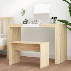 vidaXL Taburete de tocador contrachapada 70x35x45 cm Roble Sonoma Hot