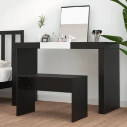 vidaXL Taburete de vestidor madera contrachapada 70x35x45 cm Negro Clearance