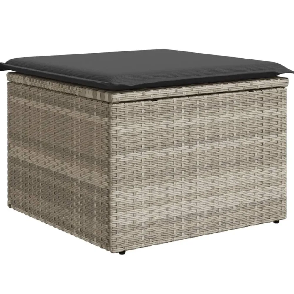 vidaXL Muebles De Jardín-Taburete jardín con cojín ratán sintético 55x55x37cm