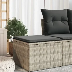 vidaXL Muebles De Jardín-Taburete jardín con cojín ratán sintético 55x55x37cm