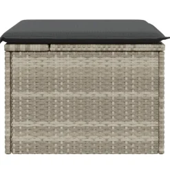 vidaXL Muebles De Jardín-Taburete jardín con cojín ratán sintético 55x55x37cm