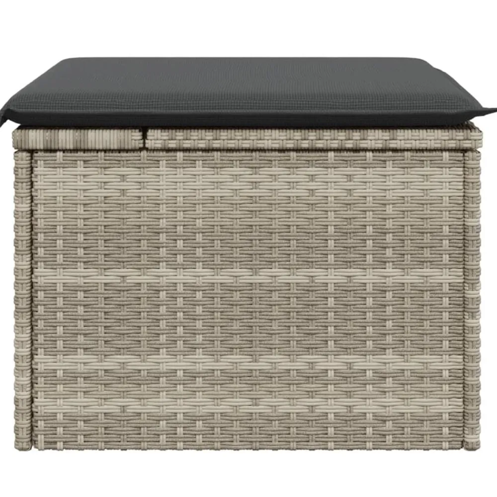 vidaXL Muebles De Jardín-Taburete jardín con cojín ratán sintético 55x55x37cm