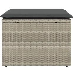 vidaXL Muebles De Jardín-Taburete jardín con cojín ratán sintético 55x55x37cm