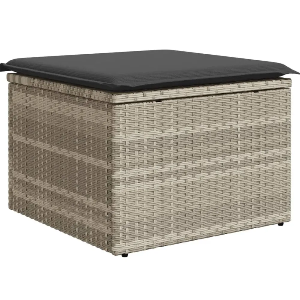 vidaXL Muebles De Jardín-Taburete jardín con cojín ratán sintético 55x55x37cm