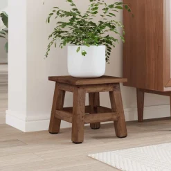 vidaXL Sillas-Taburete Natural 26 x 26 x 26 cm Madera de Caoba