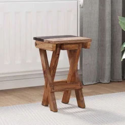 vidaXL Sillas-Taburete Natural 30 x 30 x 48 cm Madera maciza recuperada