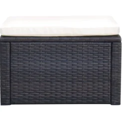 vidaXL Otomanas-Taburete otomana poli ratán 53x53x30 cm marrón