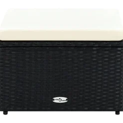 vidaXL Otomanas-Taburete otomana poli ratán 53x53x30 cm negro