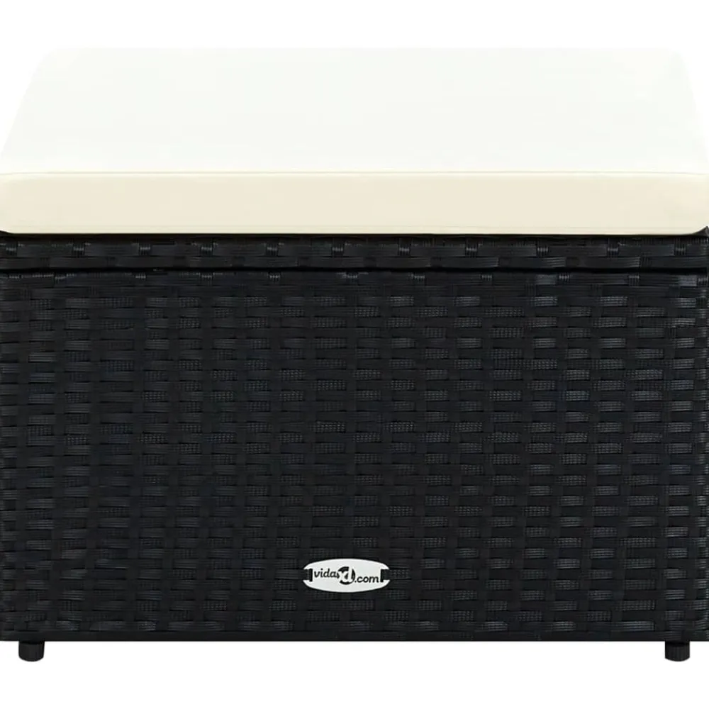 vidaXL Otomanas-Taburete otomana poli ratán 53x53x30 cm negro