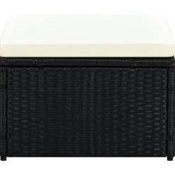 vidaXL Otomanas-Taburete otomana poli ratán 53x53x30 cm negro
