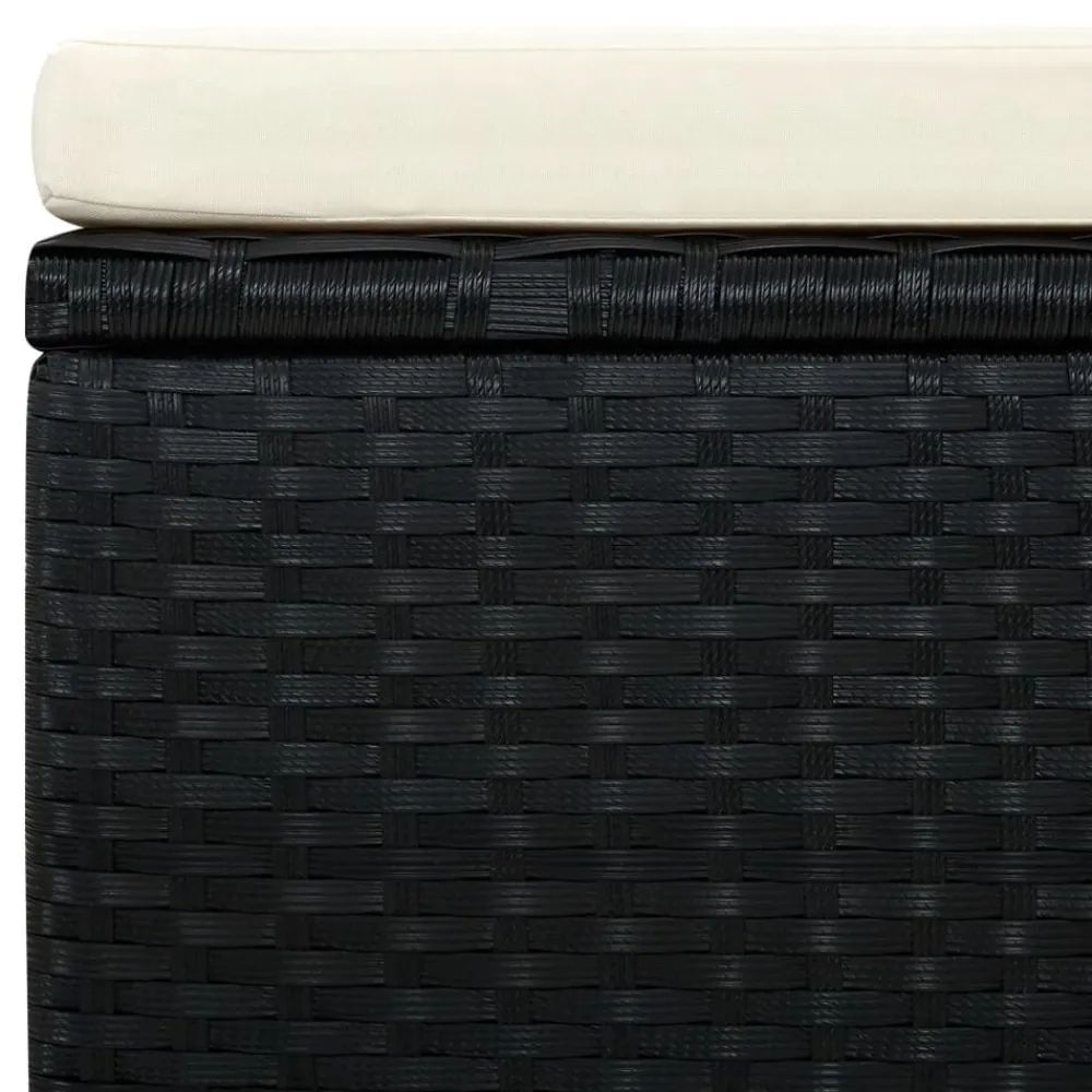 vidaXL Otomanas-Taburete otomana poli ratán 53x53x30 cm negro