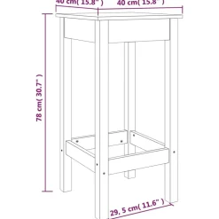 vidaXL Taburetes altos 2 uds madera maciza de pino 40x40x78 cm Natural Online