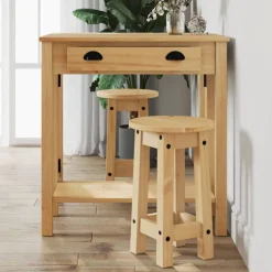 vidaXL Conjuntos De Muebles-Taburetes altos de cocina 2 uds madera maciza de pino