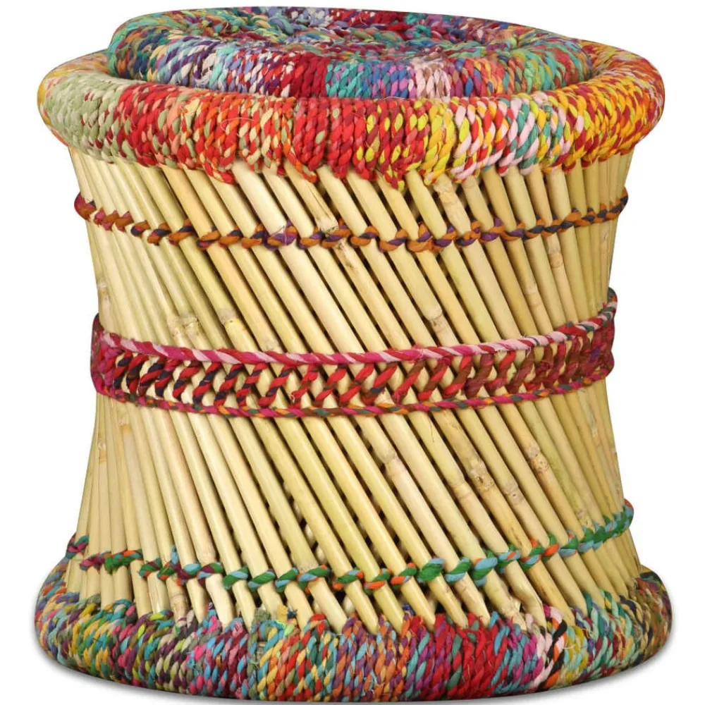 vidaXL Sillas-Taburetes con detalles Chindi 2 unidades bambú