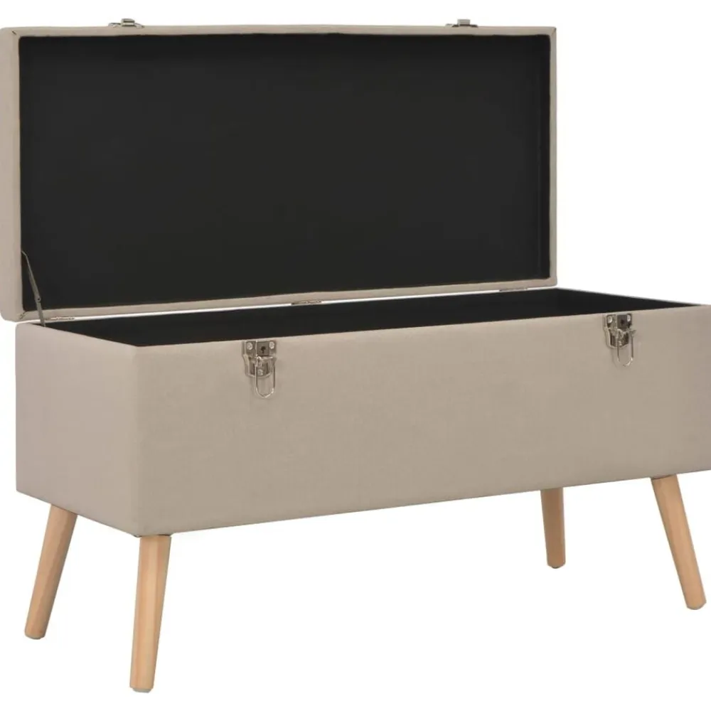 vidaXL Taburetes de almacenamiento 3 piezas de tela Beige
