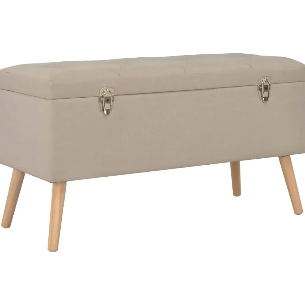 vidaXL Taburetes de almacenamiento 3 piezas de tela Beige