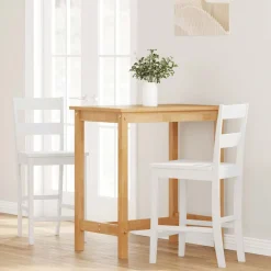 vidaXL Sillas-Taburetes de bar 2 uds madera maciza blanca caucho