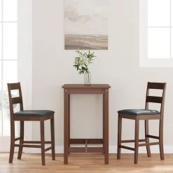 vidaXL Taburetes de bar con cojines 2 uds madera maciza marrón caucho Marr&oacute;n y negro Outlet