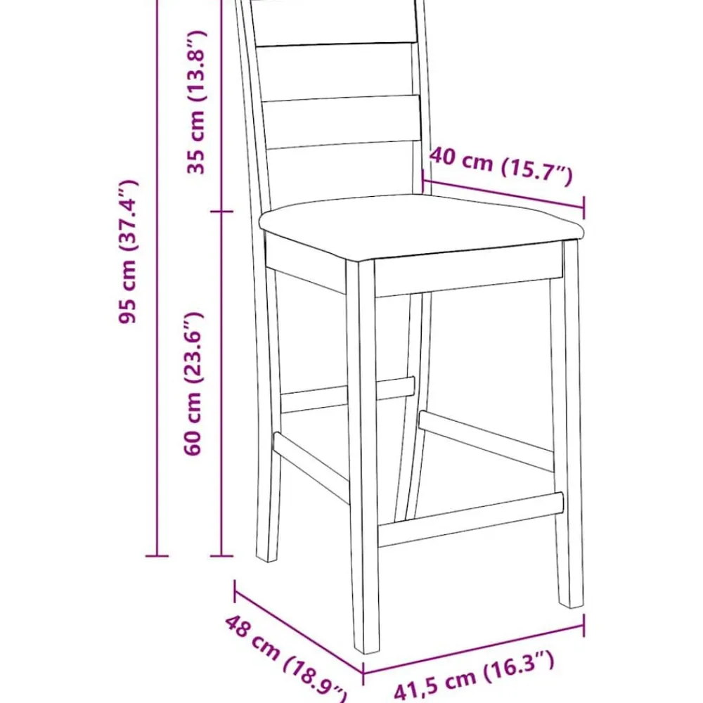 vidaXL Taburetes de bar con cojines 2 uds madera maciza marrón caucho Marrón y negro Outlet