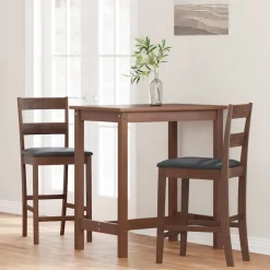 vidaXL Taburetes de bar con cojines 2 uds madera maciza marrón caucho Marrón y negro Outlet