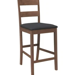 vidaXL Taburetes de bar con cojines 2 uds madera maciza marrón caucho Marrón y negro Outlet