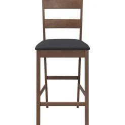 vidaXL Taburetes de bar con cojines 2 uds madera maciza marrón caucho Marrón y negro Outlet