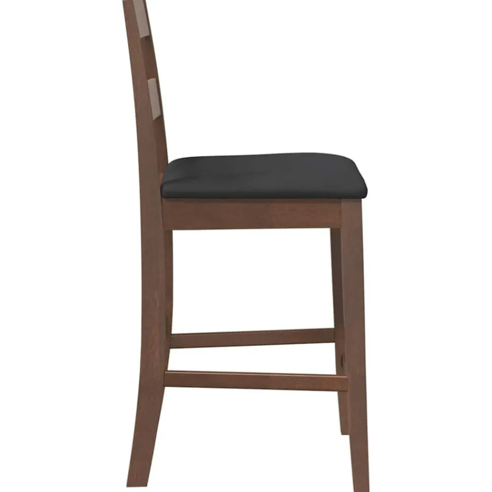 vidaXL Taburetes de bar con cojines 2 uds madera maciza marrón caucho Marrón y negro Outlet
