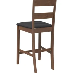 vidaXL Taburetes de bar con cojines 2 uds madera maciza marrón caucho Marrón y negro Outlet