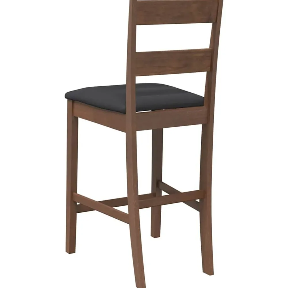 vidaXL Taburetes de bar con cojines 2 uds madera maciza marrón caucho Marrón y negro Outlet