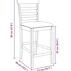 vidaXL Sillas-Taburetes de bar con cojines 2 uds madera maciza marrón caucho