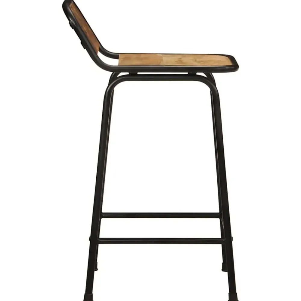 vidaXL Sillas-Taburetes de barra 2 uds 46x35,5x80 cm madera maciza de mango