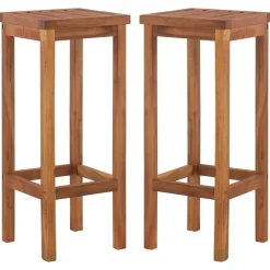 vidaXL Muebles De Jardín-Taburetes de cocina 2 unidades madera maciza de acacia