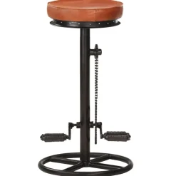vidaXL Sillas-Taburetes de cocina 2 uds cuero auténtico cabra negro y marrón