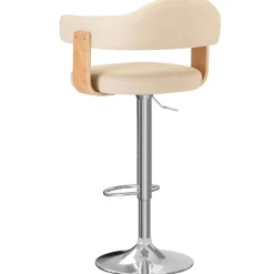vidaXL Taburetes de cocina 2 uds cuero sintético madera curvada crema crema y marron claro Sale