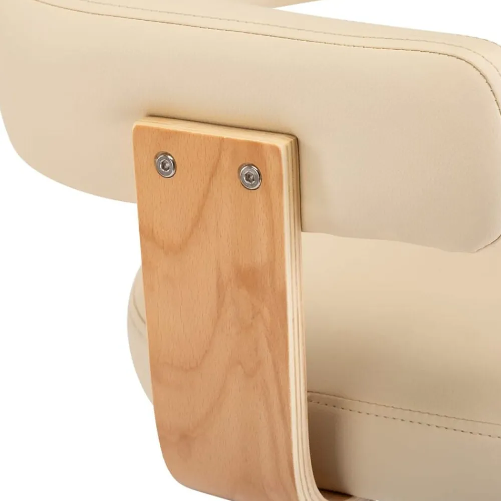 vidaXL Taburetes de cocina 2 uds cuero sintético madera curvada crema crema y marron claro Sale