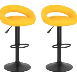 vidaXL Taburetes de cocina 2 unidades terciopelo Amarillo mostaza