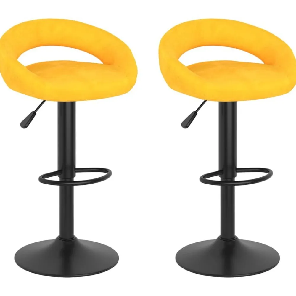 vidaXL Taburetes de cocina 2 unidades terciopelo Amarillo mostaza