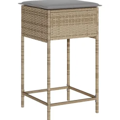 vidaXL Taburetes de cocina con cojines 2 uds ratán sintético beige beige y gris Best