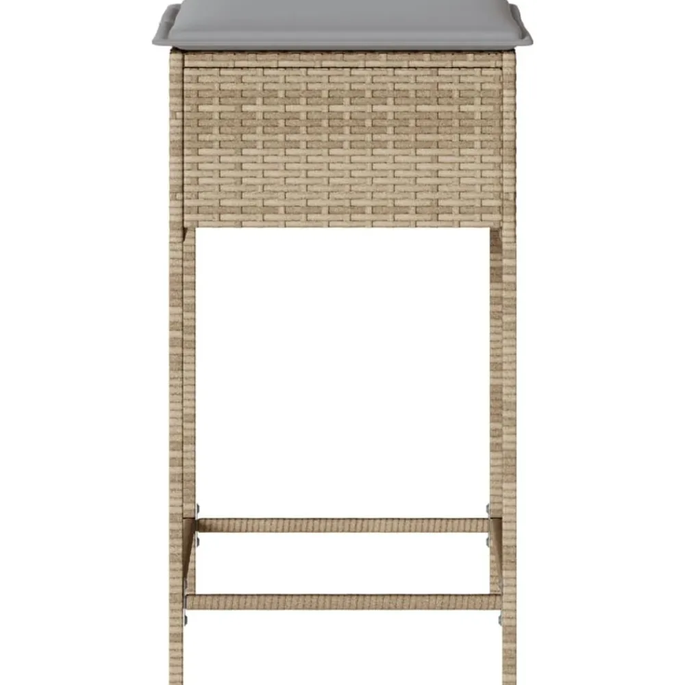 vidaXL Taburetes de cocina con cojines 2 uds ratán sintético beige beige y gris Best