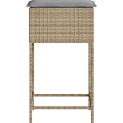 vidaXL Taburetes de cocina con cojines 2 uds ratán sintético beige beige y gris Best