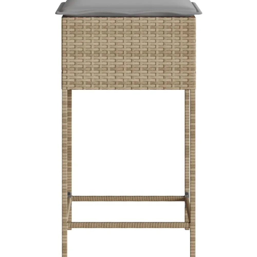 vidaXL Taburetes de cocina con cojines 2 uds ratán sintético beige beige y gris Best