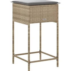 vidaXL Taburetes de cocina con cojines 2 uds ratán sintético beige beige y gris Best