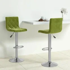vidaXL Taburetes de cocina 2 uds terciopelo Verde claro