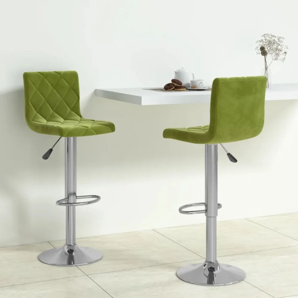 vidaXL Taburetes de cocina 2 uds terciopelo Verde claro