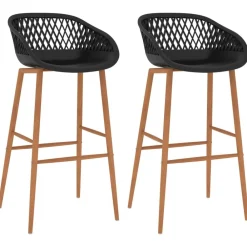 vidaXL Sillas-Taburetes de cocina 2 unidades negro