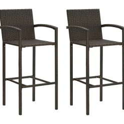 vidaXL Taburetes de cocina 2 unidades ratán sintético marrón Marrón Hot